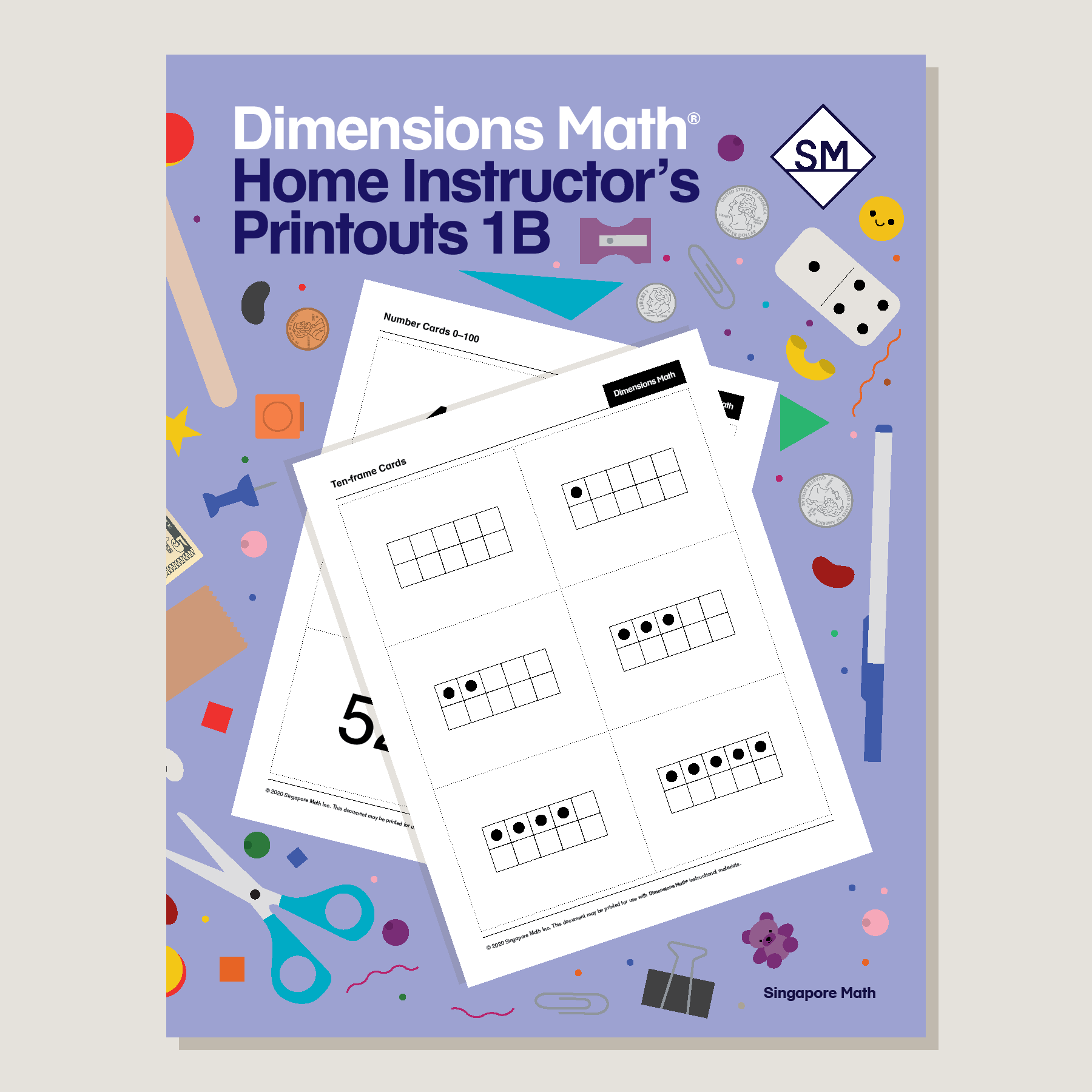 Dimensions Math Home Instructor's Printouts 1B cover